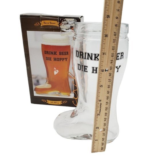 Circleware Boot Shaped Glass Beer Mug 33.80 oz Drink Beer, Die Hoppy Novelty - Picture 5 of 5